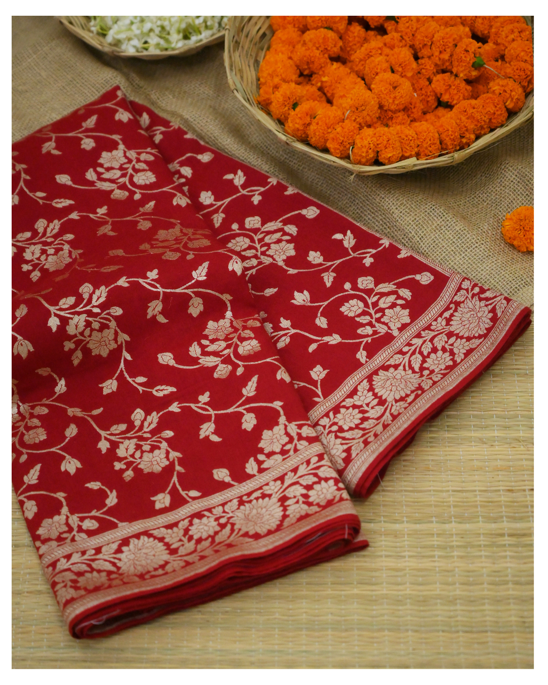 Moonga Silk  Water Zari Banarasi Silk Saree