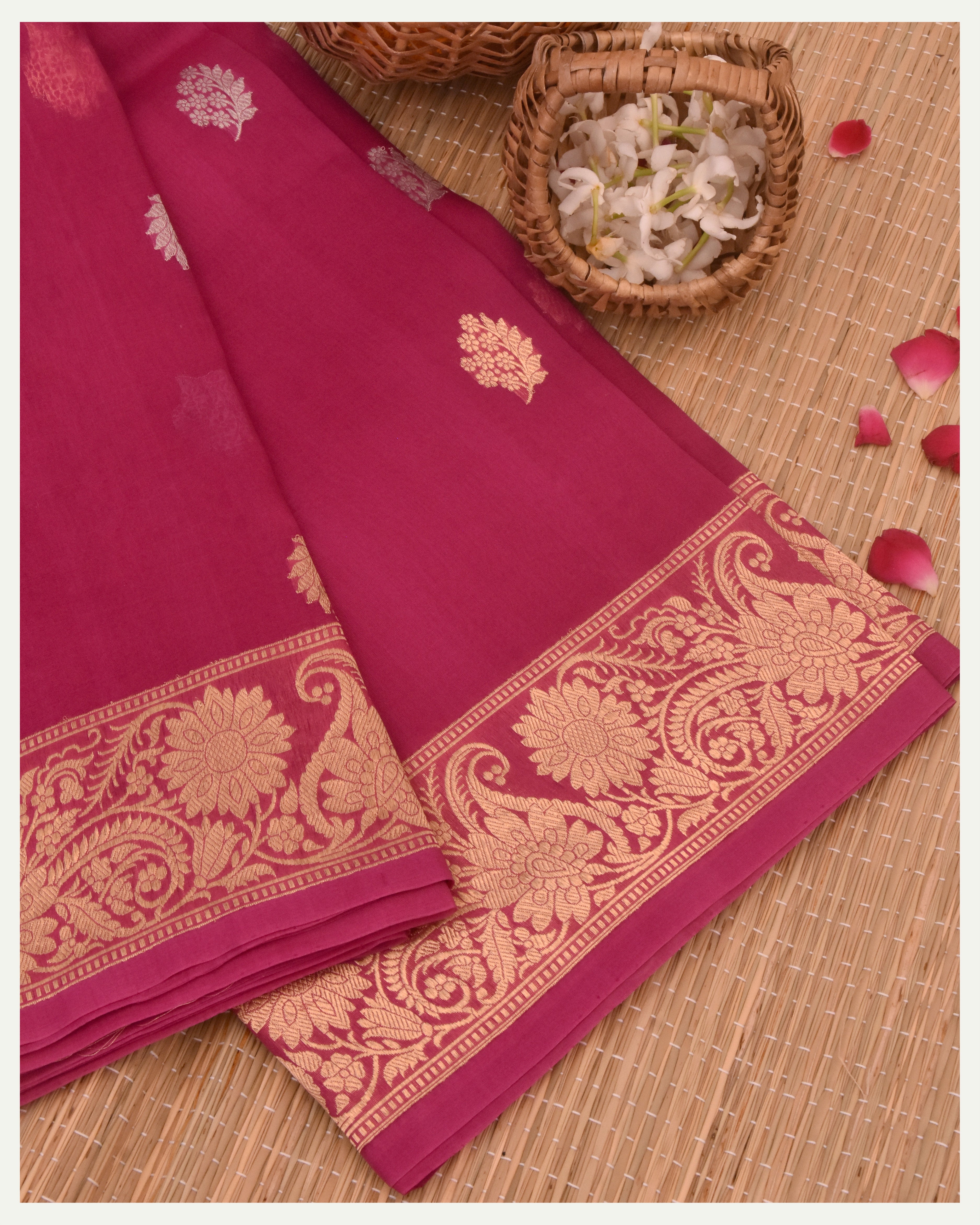 Pure Banarasi Handloom Kora Silk Saree
