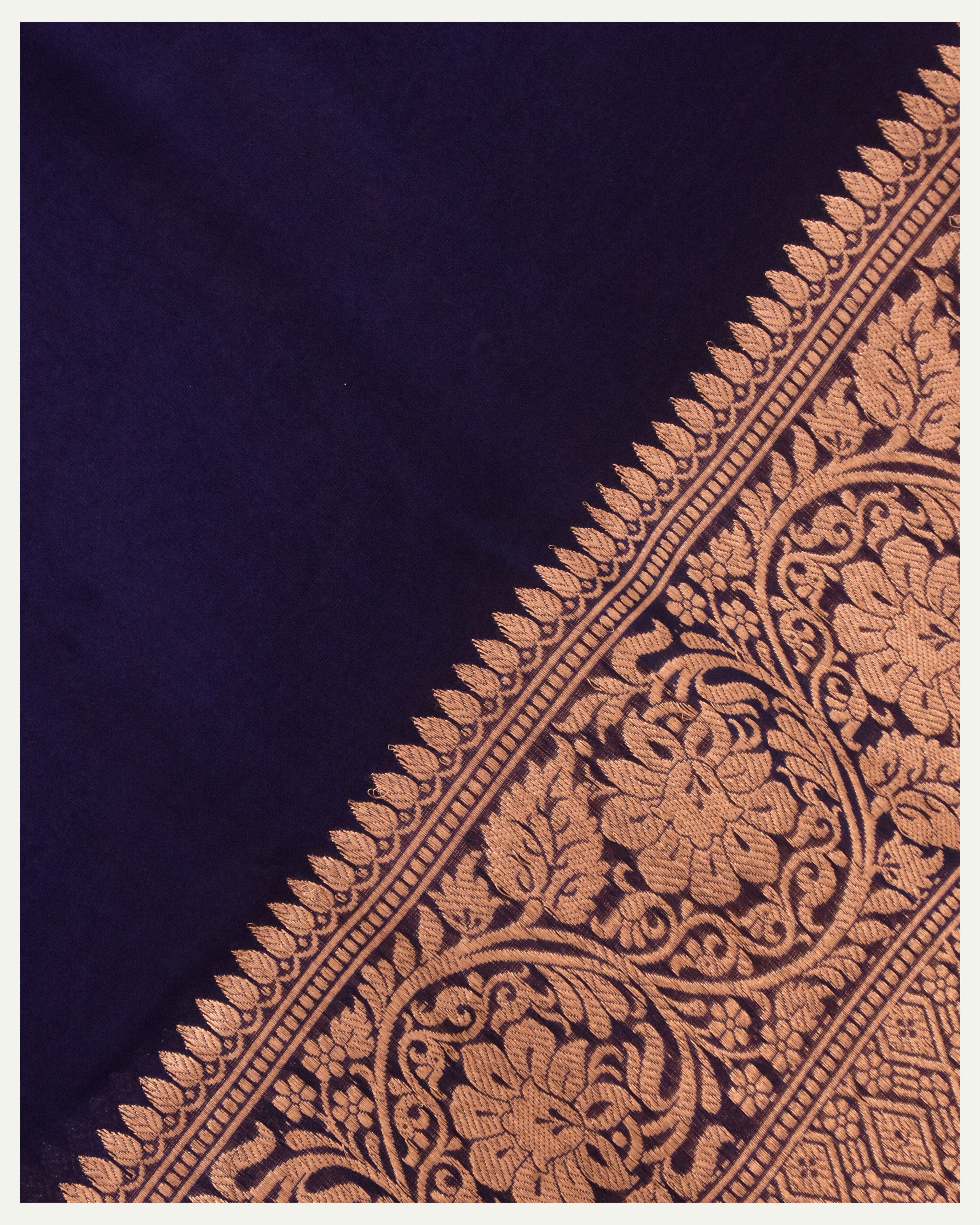 Navy Blue Pure Kora silk Handloom Banarasi Saree