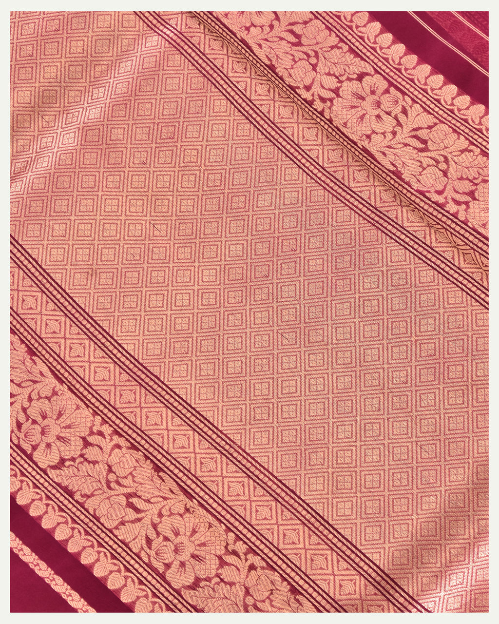 Onion Pink Pure Banarasi Handloom Kora Silk Saree