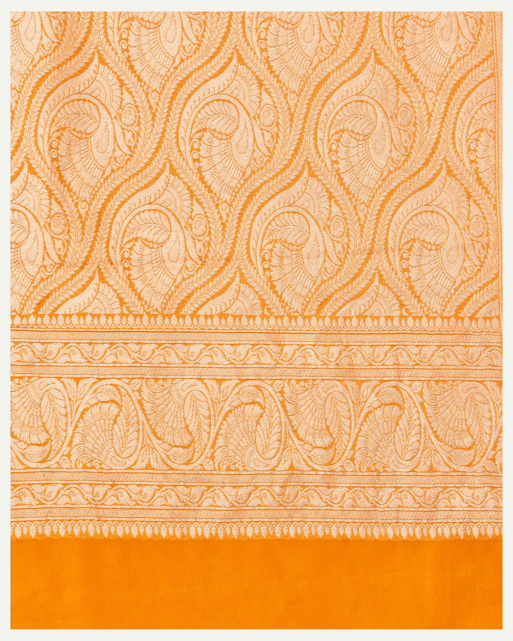 Yellow Pure Khaddi Georgette Handloom Banarasi Silk Saree