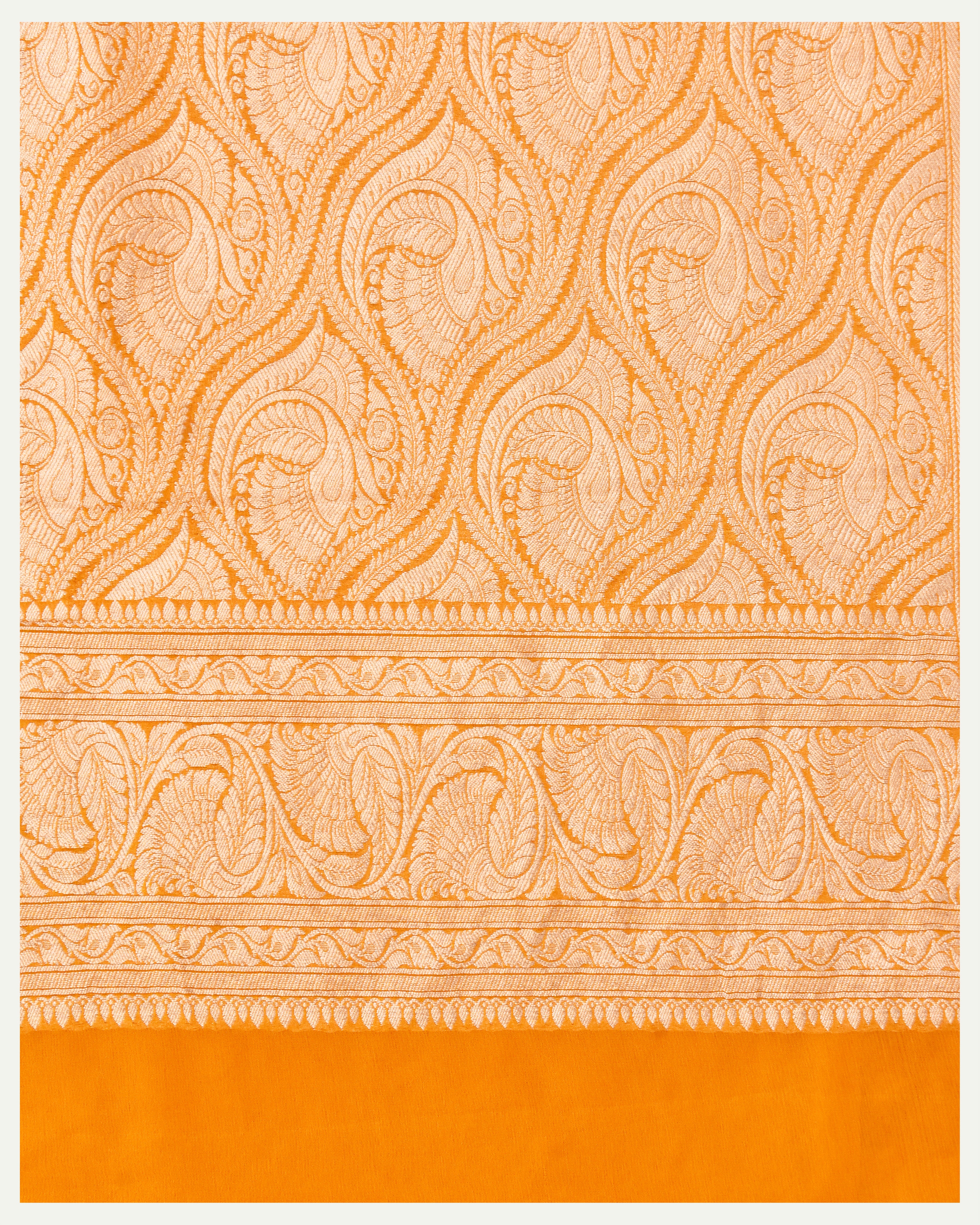 Yellow Pure Khaddi Georgette Handloom Banarasi Silk Saree