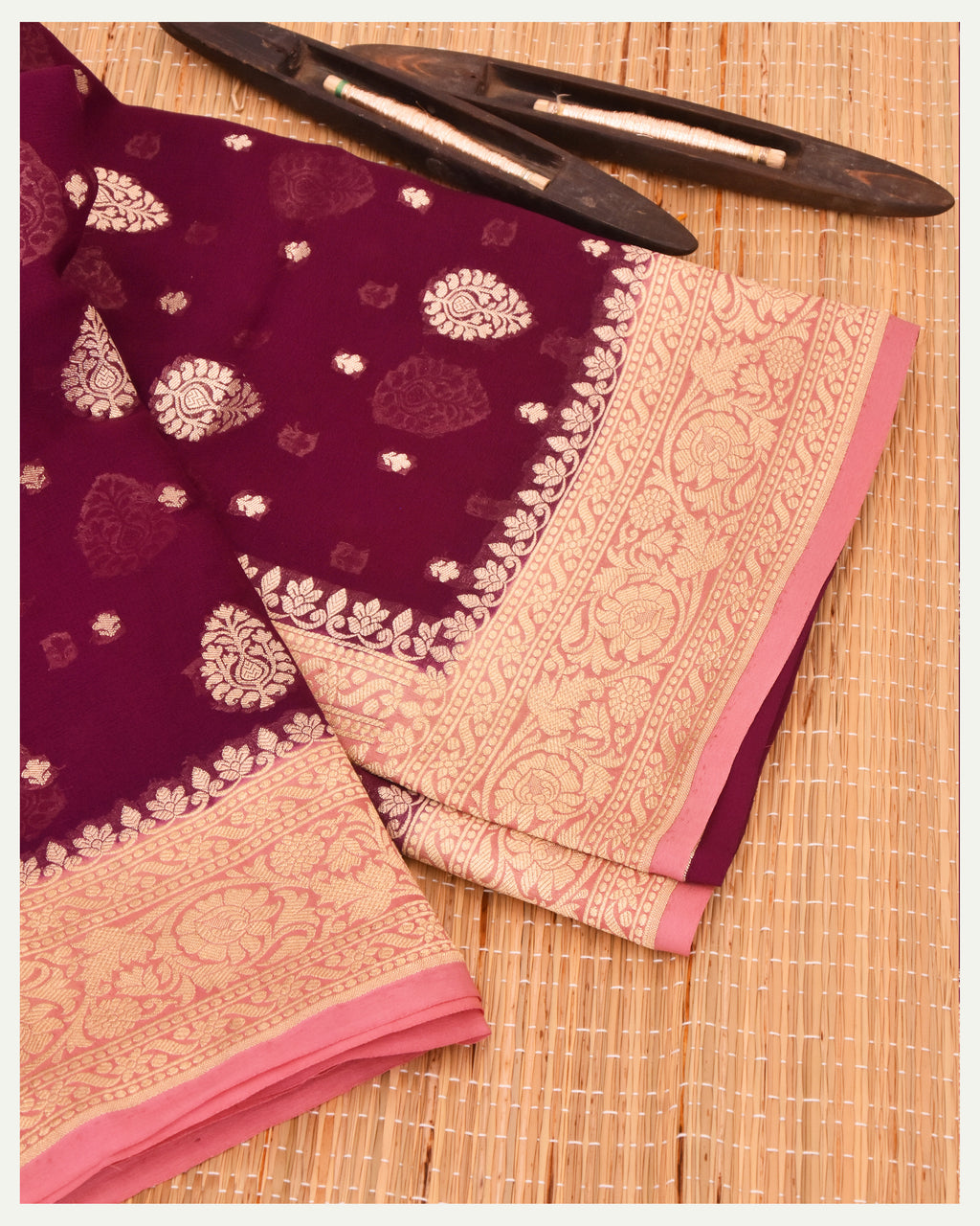 Purple Boota Banarasi Khaddi Georgette Saree