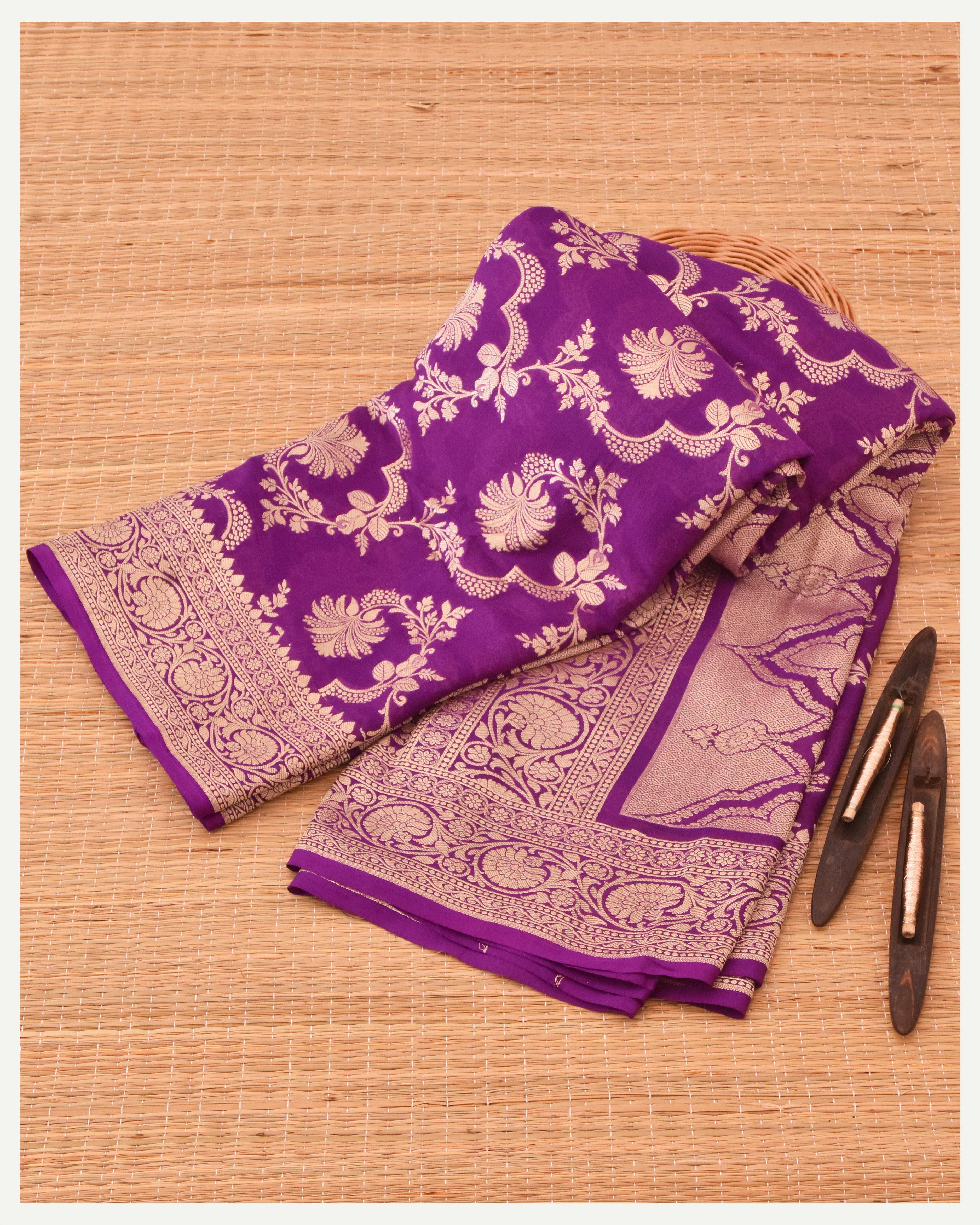 Purple Banarasi Khaddi Georgette Saree