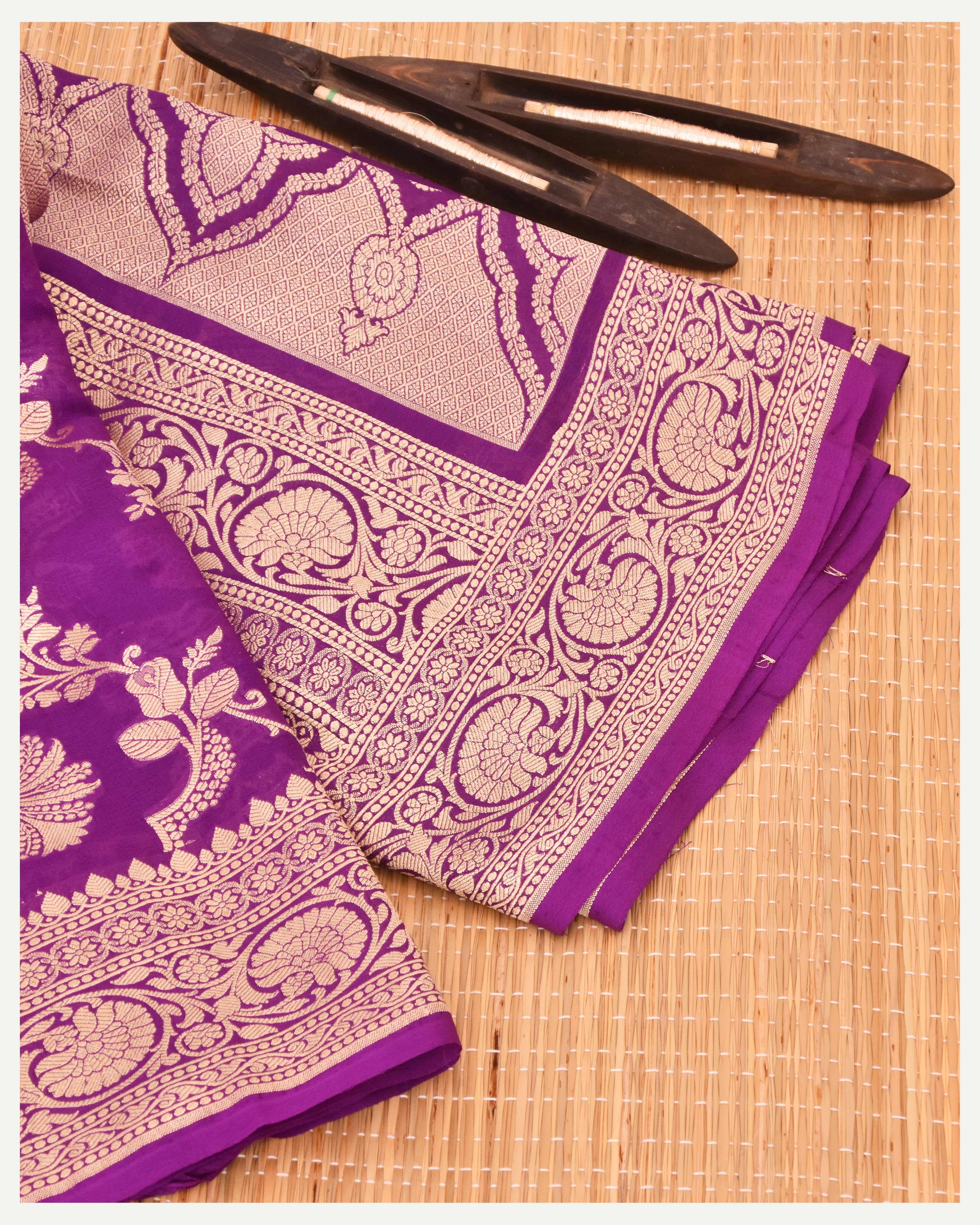 Purple Banarasi Khaddi Georgette Saree