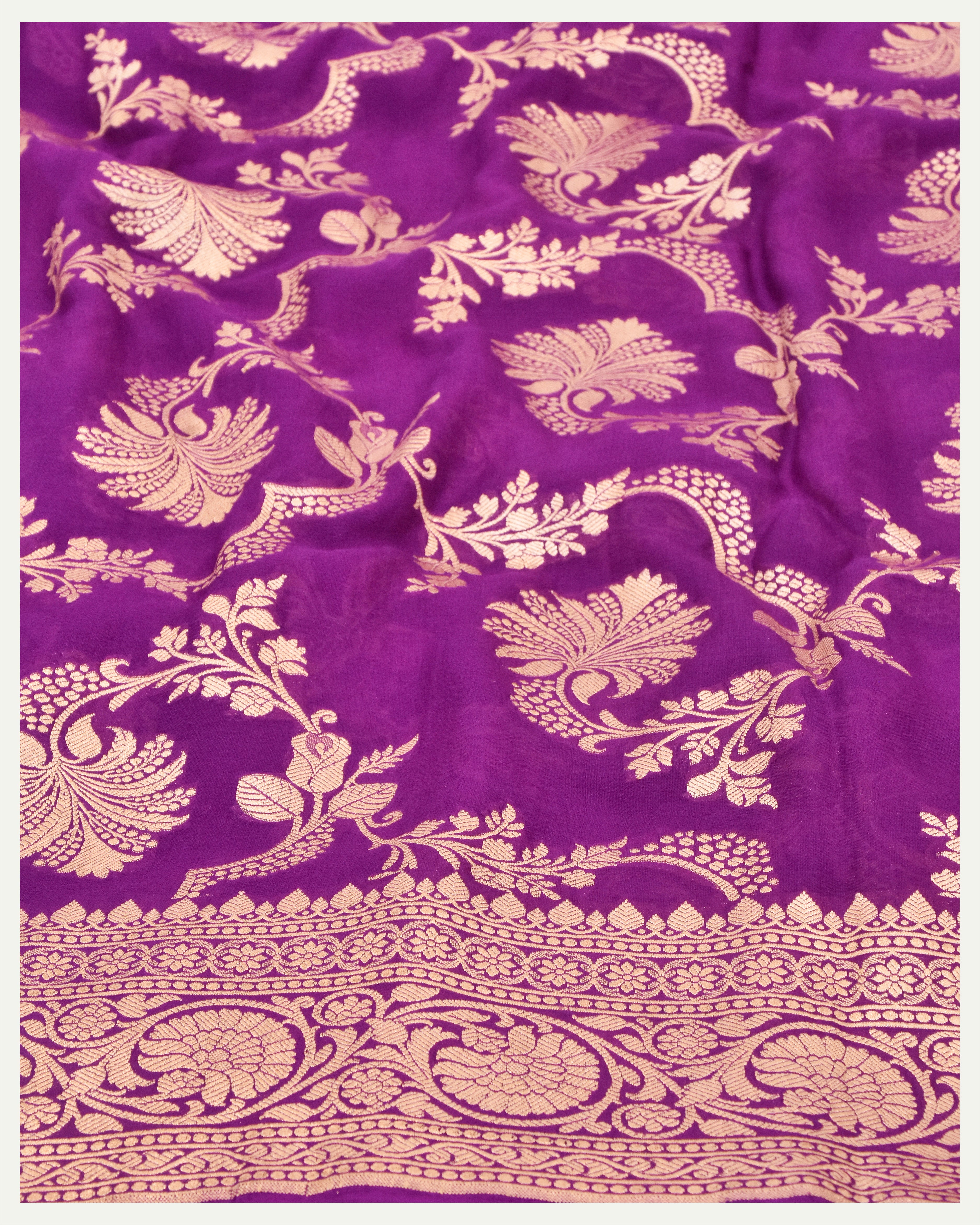 Purple Banarasi Khaddi Georgette Saree